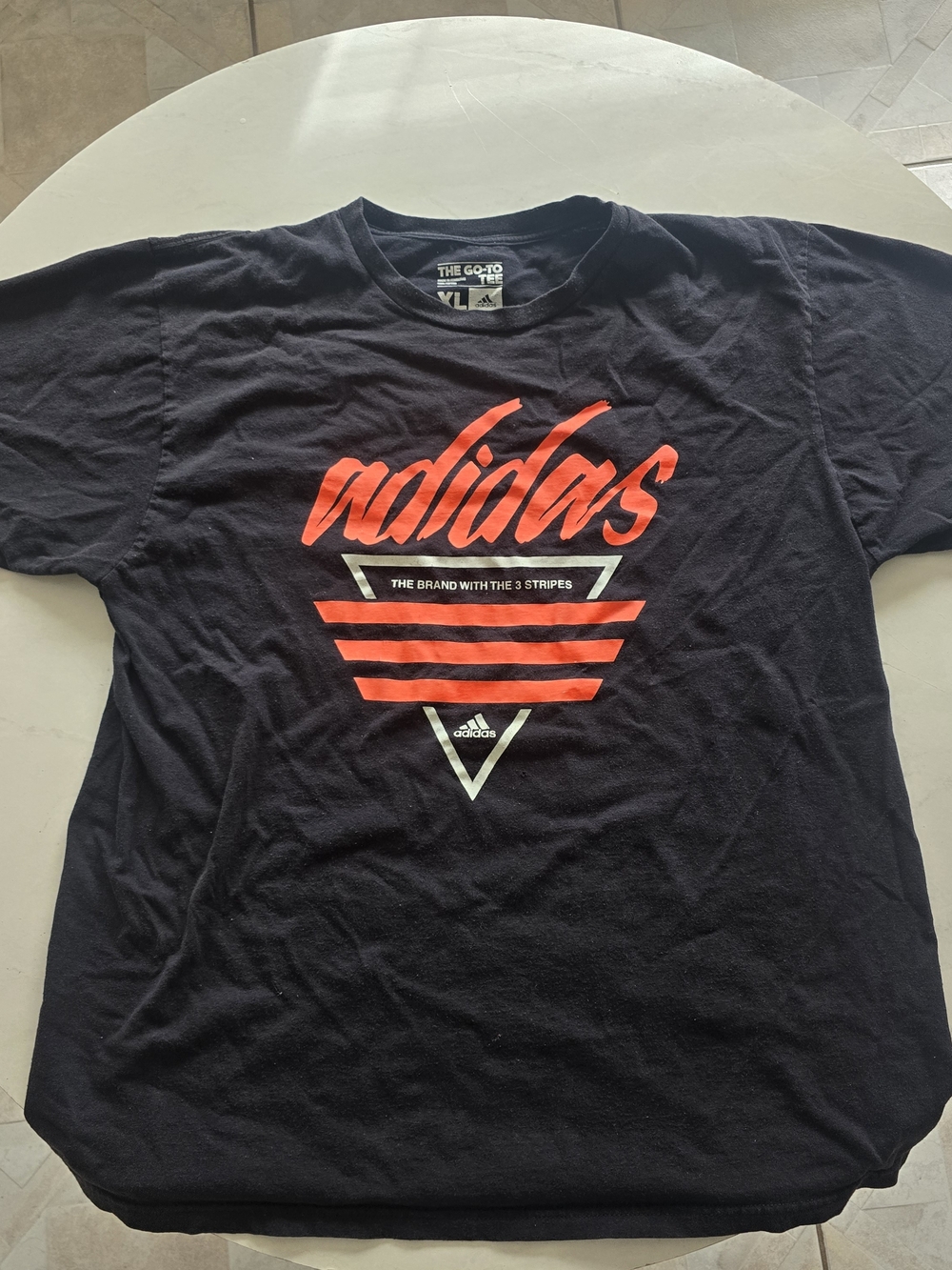 adidas Black Short-Sleeve Tee with Red Graphic Logo